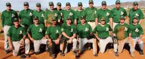 Baseball Players Group Photo in Green Uniform