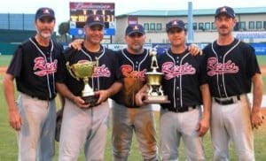 Five Baseball Players Holding Trophies