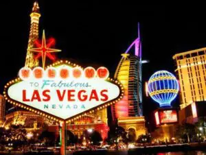 Fabulous Las Vegas Sign With Vegas Strip on Background Two