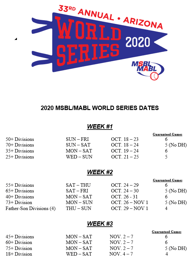 World Series Men S Senior Baseball League