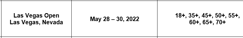 las vegas open dates 2022
