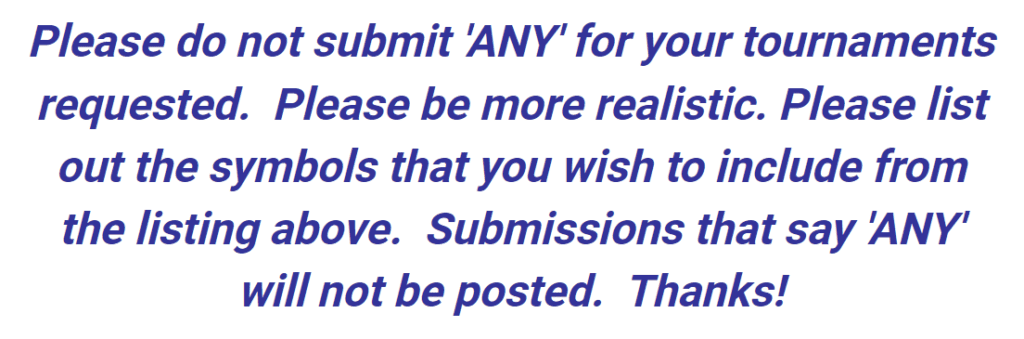 Instructions for tournament symbol submissions.