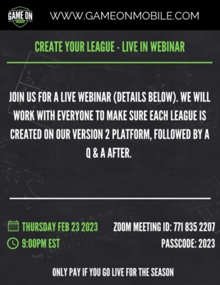 A Create Your League Live Webinar Event Template