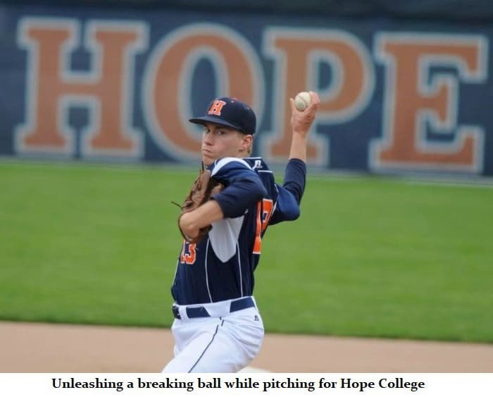 Coty Pitching on the Field for Hope College