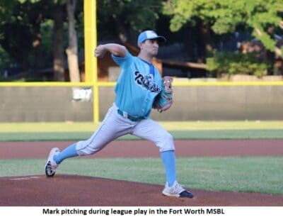 Mark Pitching During League Play in Fort Worth