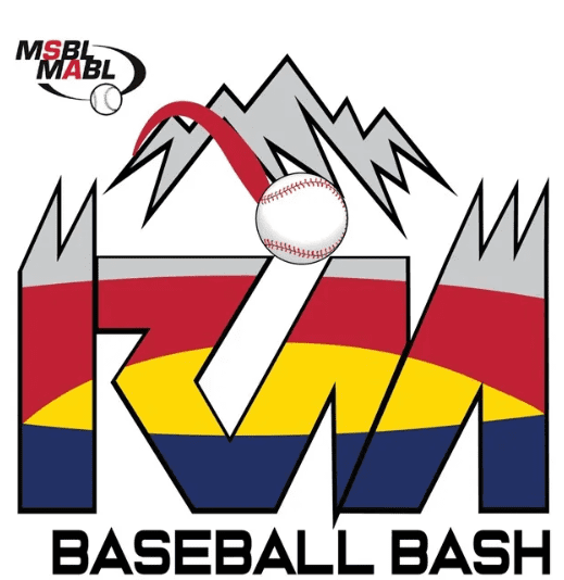 Rocky mountain baseball bash logo on a white background.