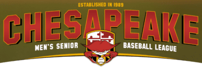 The logo for chesapeake's senior baseball league.