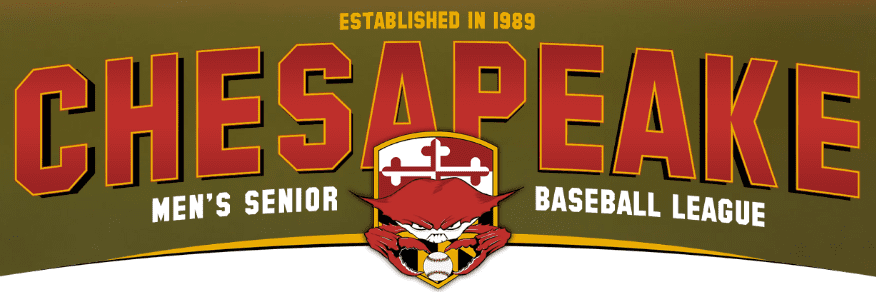 The logo for chesapeake's senior baseball league.