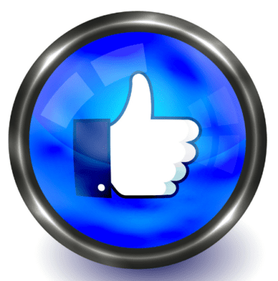 A blue button with a thumbs up on it.