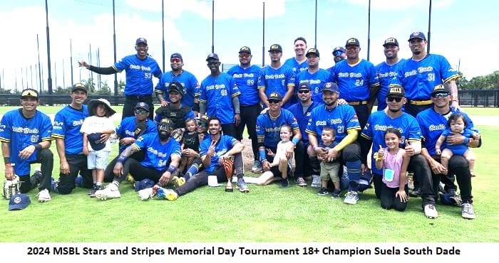 Baseball team poses for a photo.