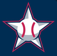 White baseball in a red-outlined star.