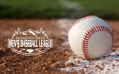 Baseball on field with league logo.