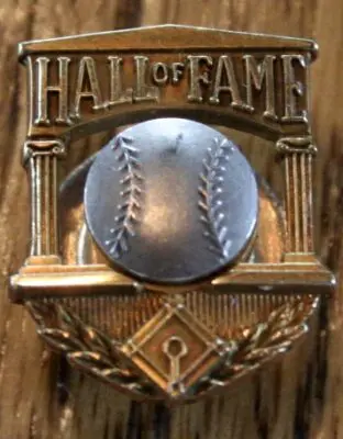 Hall of Fame pin with baseball design.