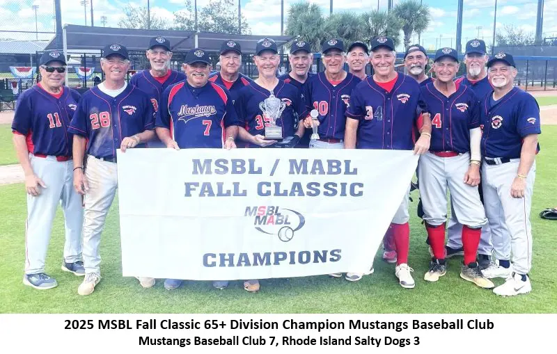 Mustangs Baseball Club 65+ Fall Classic champions 2025