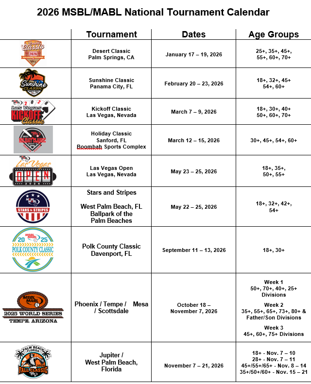 tournament calendar 2026 8252025