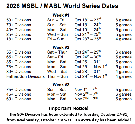 World Series dates 2026 10302025